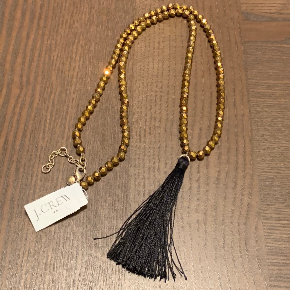 NWT J. Crew Gold and Black Tassel Necklace